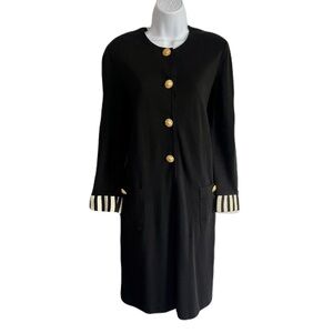 Vintage Adrienne Vittadini Black Cotton Long Sleeve Dress, Size 6